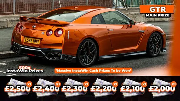 Nissan GT-R End Prize (£50,000 cash option) + 500x InstaWin Prizes