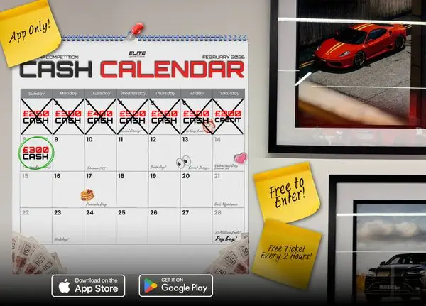 The Cash Calendar! £300 Cash: FREE To Enter Daily Competition