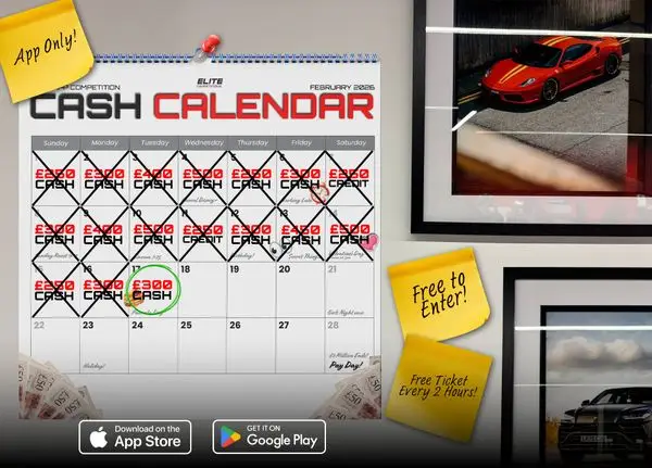 The Cash Calendar! £300 Cash: FREE To Enter Daily Competition