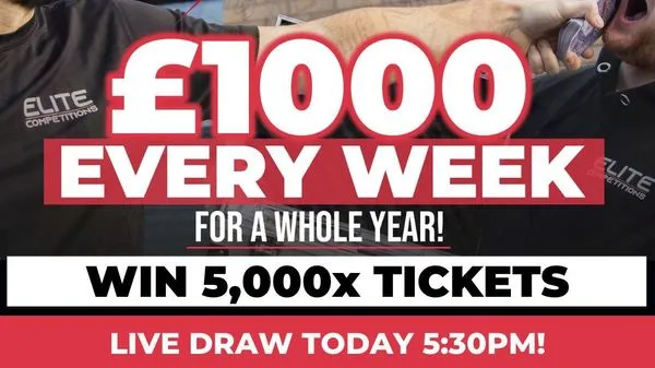 5,000x "£1,000 p/w for a year" Tickets