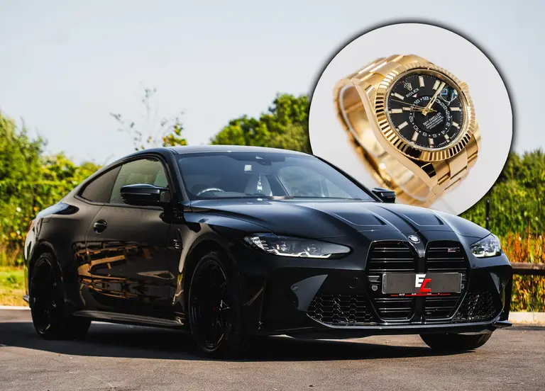 BMW M4 Competition + Solid Gold Rolex Sky-Dweller