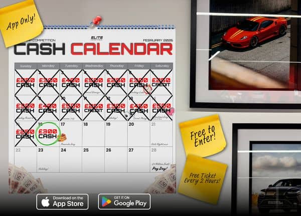 The Cash Calendar! £300 Cash: FREE To Enter Daily Competition