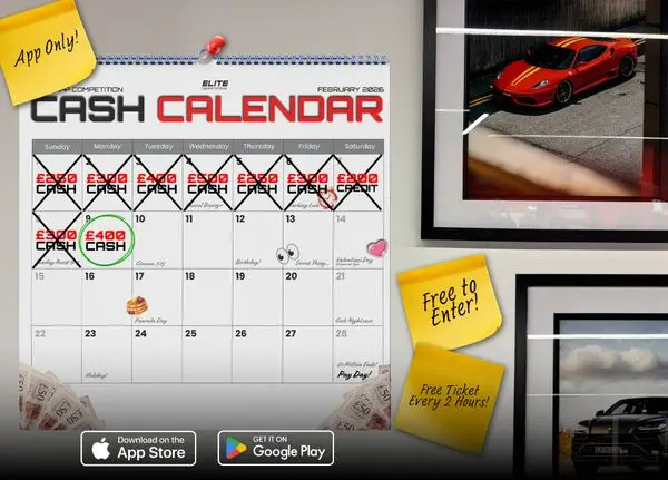 The Cash Calendar! £400 Cash: FREE To Enter Daily Competition
