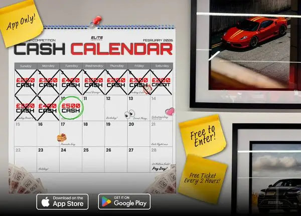The Cash Calendar! £500 Cash: FREE To Enter Daily Competition