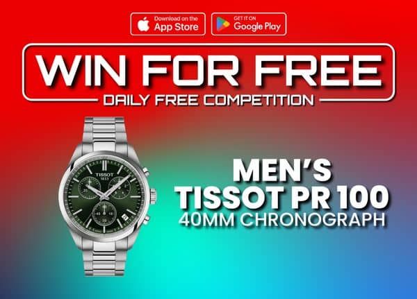 Tissot Chronograph Men’s Watch: FREE To Enter Daily Competition Grab A Free Ticket Every 2 Hours