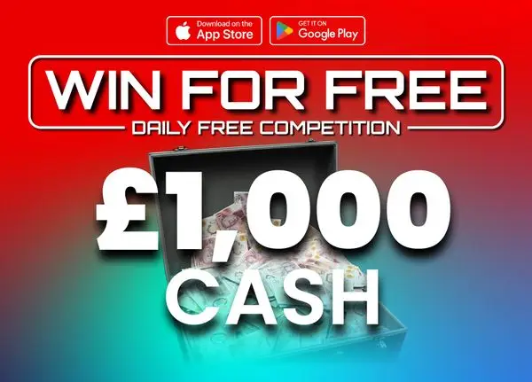 £1,000 Cash : FREE To Enter Daily Competition Grab A Free Ticket Every 2 Hours
